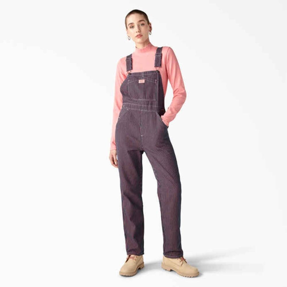 Dickies Women's Regular Fit Hickory Stripe Bib Overalls